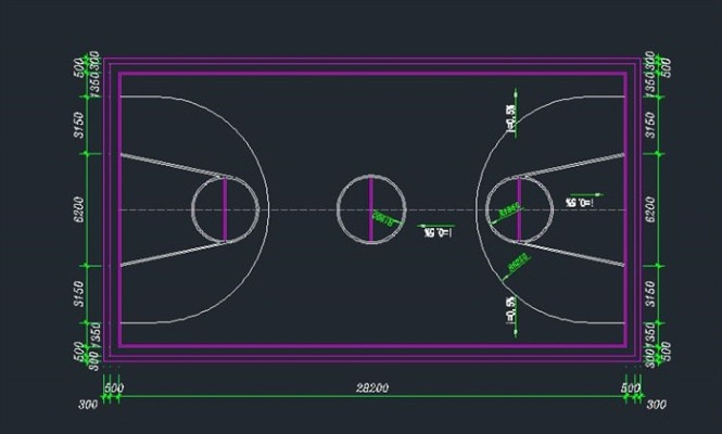 篮球场地标准尺寸施工图，让你的篮球技能更上一层楼